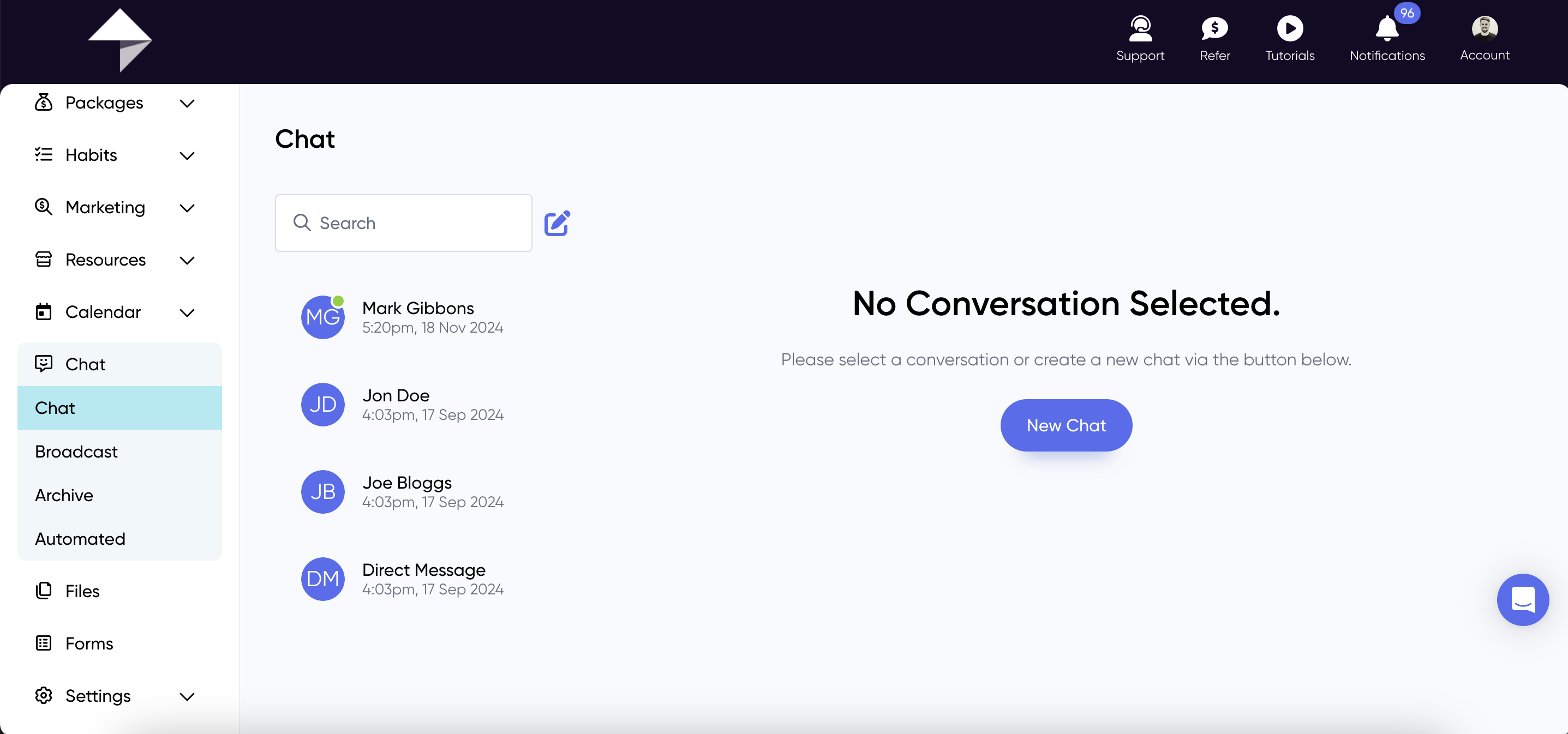 Chat automated messaging