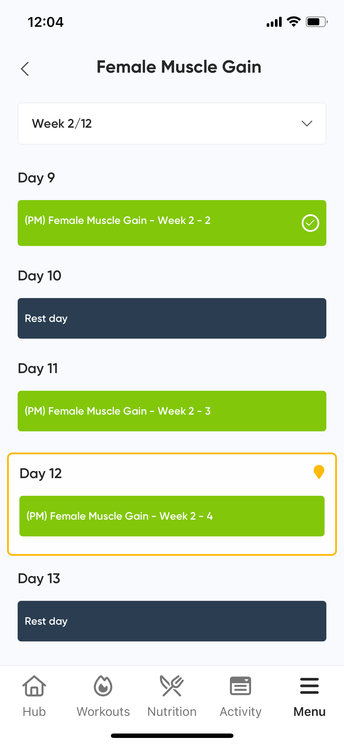 App client viewing logged workout on previous day in a program.PNG