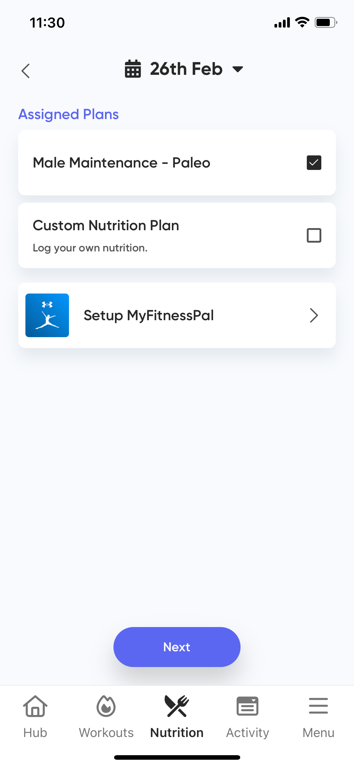 App selected food plan to log against showing to start.PNG